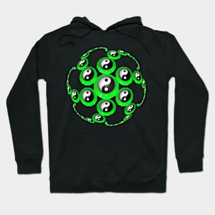 Yin Yang Design - Green Color with a Ball Effect Hoodie